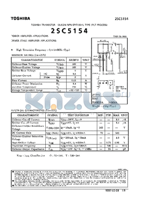 2SC5154 datasheet - NPN EPITAXIAL TYPE (POWER, DRIVER STAGE AMPLIFIER APPLICATIONS