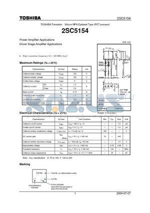 2SC5154_04 datasheet - Power Amplifier Applications