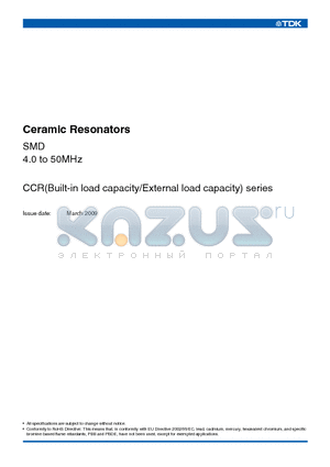 CCR24.0MXC7T datasheet - Ceramic Resonators