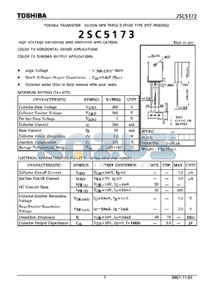 2SC5173 datasheet - HIGH VOLTAGE SWITCHING AND AMPLIFIER APPLICATIONS