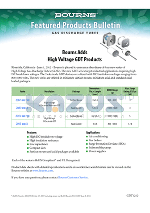 2089-XXX-X datasheet - High Voltage GDT Products