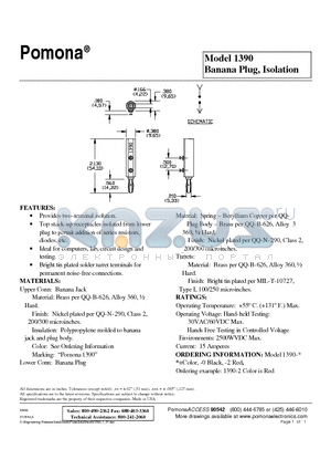 1390 datasheet - Banana Plug, Isolation