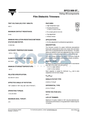 BFC280907 datasheet - Film Dielectric Trimmers