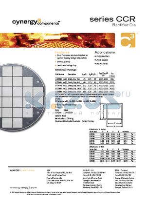 CCR44H-10 datasheet - Rectifier Die, Glass Passivated Junction Protection for Superior Blocking Voltage and Stability