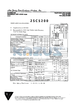 2SC5200 datasheet - POWER AMPLIFIER APPLICATION