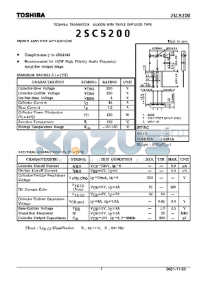2SC5200-OQ datasheet - POWER AMPLIFIER APPLICATIONS