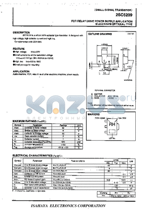 2SC5209 datasheet - FOR RELAY DRIVE POWER SUPPLY APPLICATION SILICON NPN EPITAXIAL TYPE