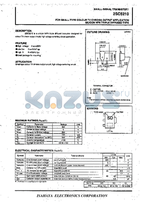 2SC5210 datasheet - FOR SMALL TYPE COLOUR TV CHROMA OUTPUT APPLICATION SILICON NPN TRIPLE DIFFUSED TYPE