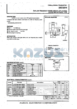 2SC5214 datasheet - SMALL-SIGNAL TRANSISTOR FOR LOW FREQUENCY POWER AMPLIFY APPLICATION SILICON NPN EPITAXIAL TYPE