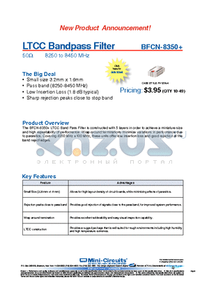 BFCN-8350+ datasheet - LTCC Bandpass Filter