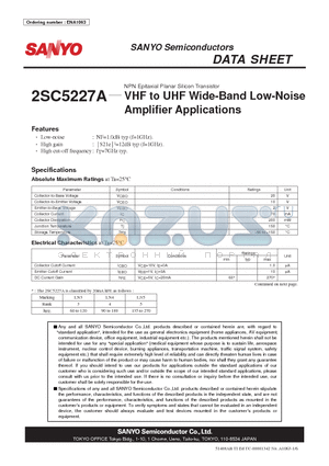 2SC5227A datasheet - VHF to UHF Wide-Band Low-Noise Amplifier Applications