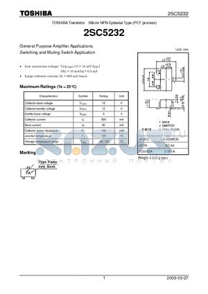 2SC5232 datasheet - General Purpose Amplifier Applications