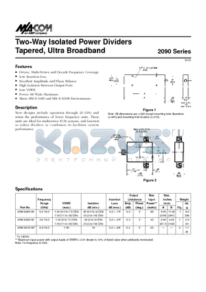 2090-6210-00 datasheet - Two-Way Isolated Power Dividers Tapered, Ultra Broadband