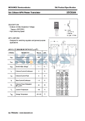 2SC5249 datasheet - isc Silicon NPN Power Transistor