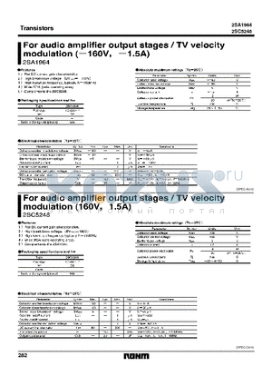 2SC5248 datasheet - For audio amplifier output stages/TV velocity modulation (-160V, -1.5A)