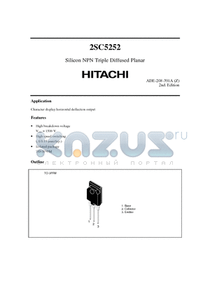 2SC5252 datasheet - Silicon NPN Triple Diffused Planar