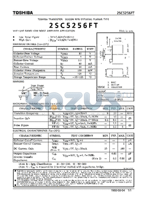 2SC5256FT datasheet - NPN EPITAXIAL PLANAR TYPE (VHF~UHF BAND LOW NOISE AMPLIFIER APPLICATIONS)
