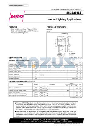 2SC5264LS datasheet - Inverter Lighting Applications