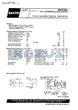 2SC5265 datasheet - Inverter-controlled Lighting Applications
