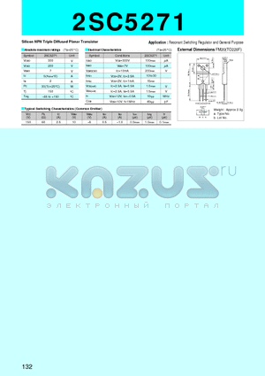 2SC5271 datasheet - Silicon NPN Triple Diffused Planar Transistor(Resonant Switching Regulator and General Purpose)