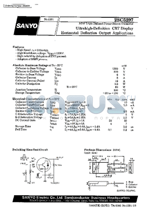 2SC5297 datasheet - Ultrahigh-Definition CRT Display Horizontal Deflection Output Applications