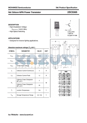 2SC5305 datasheet - isc Silicon NPN Power Transistor