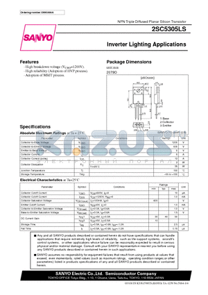 2SC5305LS datasheet - Inverter Lighting Applications