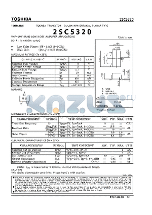 2SC5320 datasheet - NPN EPITAXIAL PLANAR TYPE (VHF~UHF BAND LOW NOISE AMPLIFIER APPLICATIONS)