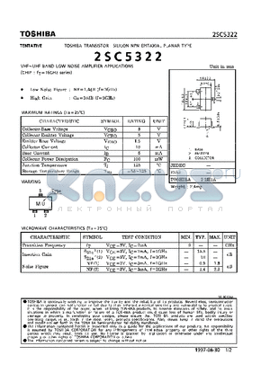 2SC5322 datasheet - NPN EPITAXIAL PLANAR TYPE (VHF~UHF BAND LOW NOISE AMPLIFIER APPLICATIONS)
