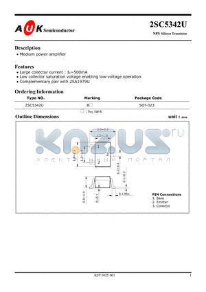 2SC5342U datasheet - NPN Silicon Transistor (Medium power amplifier)