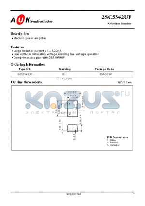 2SC5342UF datasheet - NPN Silicon Transistor (Medium power amplifier)