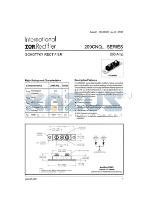 209CNQ150 datasheet - SCHOTTKY RECTIFIER