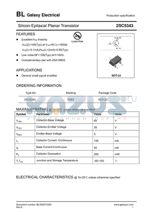 2SC5343 datasheet - Silicon Epitaxial Planar Transistor