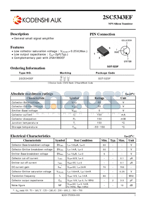 2SC5343EF datasheet - General small signal amplifier