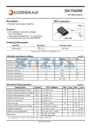 2SC5343SF datasheet - General small signal amplifier