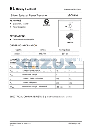 2SC5344 datasheet - Silicon Epitaxial Planar Transistor