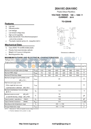 20A100C datasheet - Plastic Silicon Rectifiers