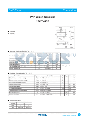 2SC5344SF datasheet - PNP Silicon Transistor