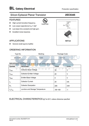 2SC5345 datasheet - Silicon Epitaxial Planar Transistor