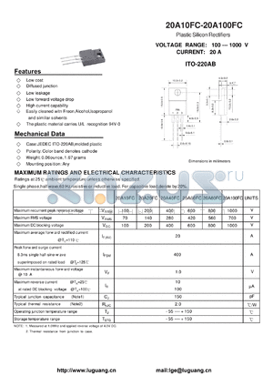 20A80FC datasheet - Plastic Silicon Rectifiers