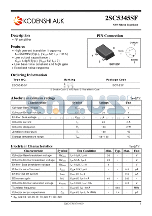 2SC5345SF datasheet - RF amplifier