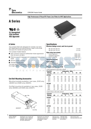 20AYP6C datasheet - High Performance 3-Phase RFI Power Line Filters for WYE Applications