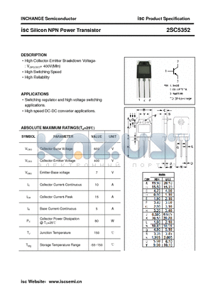 2SC5352 datasheet - isc Silicon NPN Power Transistor