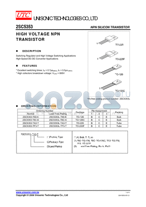 2SC5353-T60-K datasheet - HIGH VOLTAGE NPN TRANSISTOR