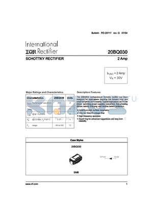 20BQ030 datasheet - SCHOTTKY RECTIFIER