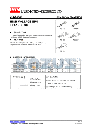 2SC5353B datasheet - HIGH VOLTAGE NPN TRANSISTOR