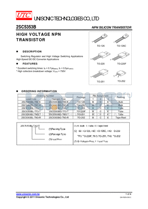 2SC5353B datasheet - HIGH VOLTAGE NPN TRANSISTOR