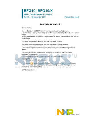 BFG10 datasheet - NPN 2 GHz RF power transistor