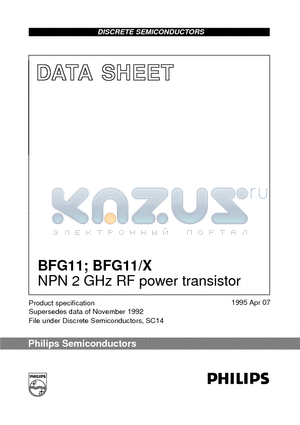 BFG11/X datasheet - NPN 2 GHz RF power transistor