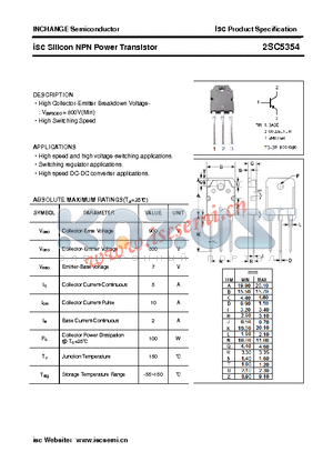 2SC5354 datasheet - isc Silicon NPN Power Transistor